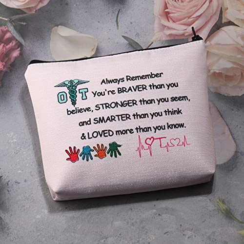 OT Gifts Bolsa de terapia ocupacional OT Bolsa de maquillaje Ocupacional Terapia Regalos para Terapeuta Cosmético Bolsa con Cremallera, Large, Lona.,