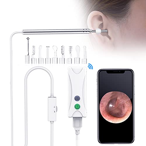 Otoscopio Digital WiFi- OVIFM 3.9mm 1080P HD Endoscopio Oido, Limpieza Cerumen Oído con Soporte para Móvil, Herramienta de Limpieza de Oidos y 6 LED para iPhone/Movil Android/PC