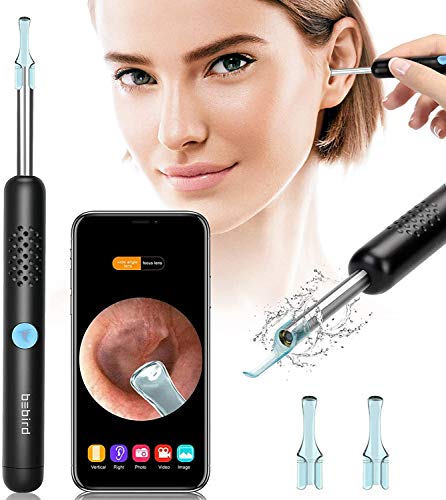 Otoscopio, Endoscopio Camara, 1080P FHD WIFI Limpiador de Oidos con 6LED, Kit de Limpieza de Oídos para Eliminación de Cerumen para iPhone, Tabletas y Android (Negro)