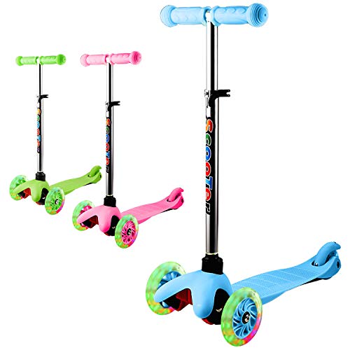 OUTCAMER Patinete Niño y Niña 3 a 10 Años Patinete 3 Ruedas LED Luces con Manillar Ajustable 59-69cm y Carga Máxima 50 kg Scooter para Niños Patinete Infantil Regalos de Pascua y Navidad