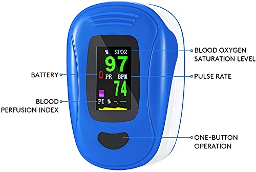 Oxímetro de Pulso, Pulsioximetro de Dedo Profesional, saturacion oxigeno oxímetro con pantalla OLED,oxímetro portátil para adultos de alta precisión (Szul)