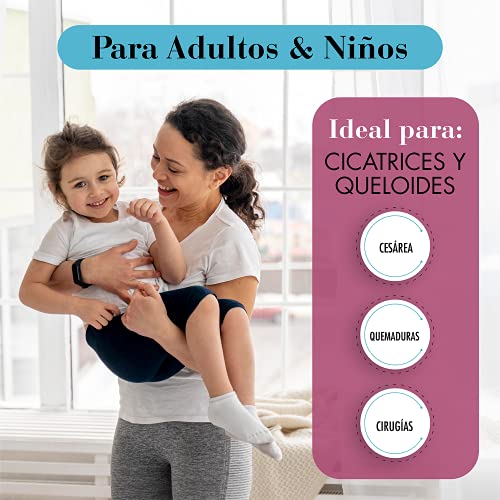 Pack Cicatrices - Parche Reductor de Cicatrices con Ácido Hialurónico + Rosa Mosqueta 100% Natural - Ideal cicatrices y queloides: cesárea, cirugías estéticas, quemaduras - Adultos y Niños