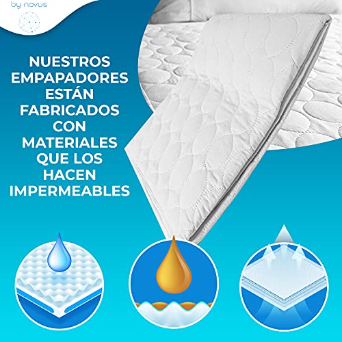 Pack de 2 Empapadores Cama Adulto Lavables - Empapador Protector para Cama Impermeable Reutilizable - Proteccion 4 Capas con Alas Suave Absorbente Transpirable 90x85