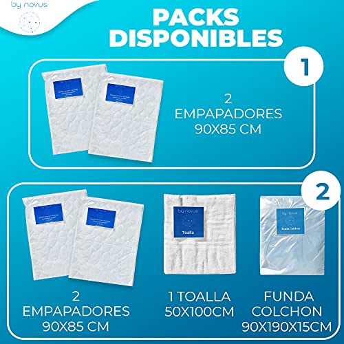 Pack de 2 Empapadores Cama Adulto Lavables - Empapador Protector para Cama Impermeable Reutilizable - Proteccion 4 Capas con Alas Suave Absorbente Transpirable 90x85