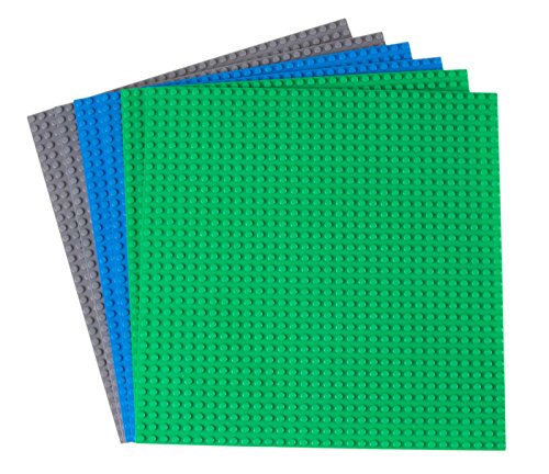 Pack de 6 Bases para Construir - Compatible con Todas Las Grandes Marcas - 25,4 x 25,4 cm - Verde, Azul y Gris