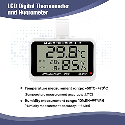 PAIRIER TermóMetros Para Refrigerador TermóMetro de Alarma de FrigoríFico Digital Pantalla Digital Lcd Para Restaurantes de Cocina