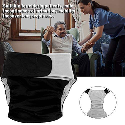 Pañal Adulto Lavable - Pañal Tela Adulto Pañales Adultos Tela Reutilizable Lavable Ajustable para pacientes ancianos con incontinencia leve de la micción (Negro)