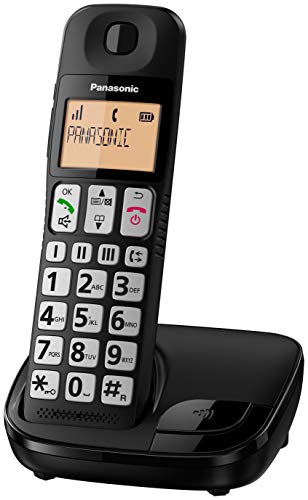 Panasonic KX-TGE310SPB- Teléfono Fijo Inalámbrico (LCD Grande, Teclas Grandes, Agenda de 50 Números, Bloqueo de Llamadas, Modo ECO, Compatible con Audífonos) - Color Negro