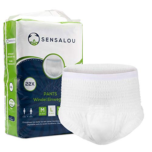 Pantalones Incontinencia para Adultos Hombre y Mujer - Ropa Interior - Protector Perdidas de Vejiga Débil - Pañales Desechables Mojar Cama, Maternidad - 22 unidades - Blanco, Tallas Grande