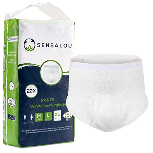 Pantalones Incontinencia para Adultos Hombre y Mujer - Ropa Interior - Protector Perdidas de Vejiga Débil - Pañales Desechables Mojar Cama, Maternidad - 22 unidades - Blanco, Tallas XL