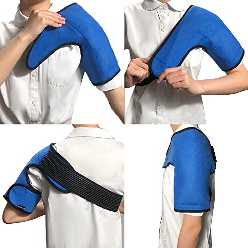 Paquete de hielo para el hombro con soporte - Terapia de compresión de soporte del hombro ajustable y reutilizable para el dolor del brazo, la tendinitis, la artritis y más.