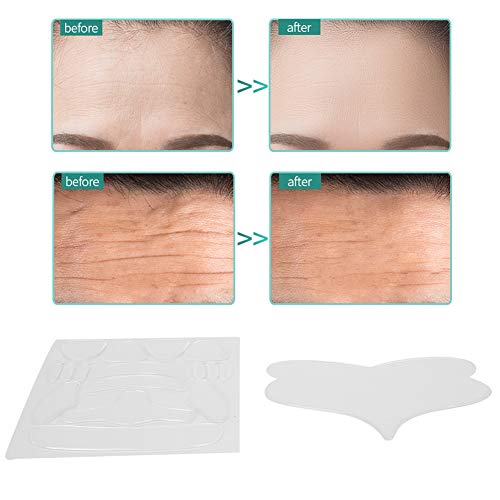 Parches Antiarrugas, 17pcs Facial Patches, Parches Faciales Antiarrugas para la Elasticidad y Estiramiento la Piel Rejuvenecidos, Almohadilla de Silicona Reutilizable para Frente los Ojos y Barbilla