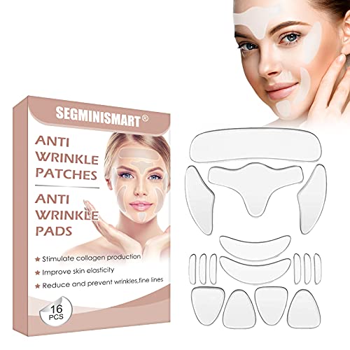 Parches Antiarrugas, Anti Wrinkle Patches, Antiarrugas de Silicona, Cinta Facial Reutilizable Antiarrugas De Silicona, Reducción De Arrugas Y Suavizado Alrededor De La Boca De La Frente, 16pcs