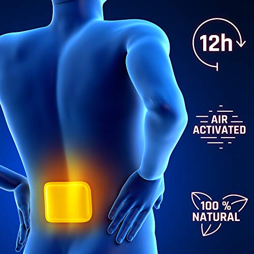 Parches de calor para la espalda, cuello y hombros – 12h de agradable calor profundo, calentador de espalda – Calentador de cuerpo autoadhesivo y activado por aire – 5 piezas