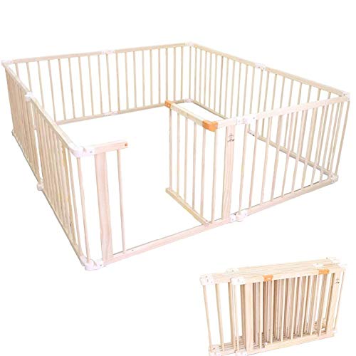 Parque bebés YXX Corralito Plegable de Madera del bebé Parque Infantil con Base Robusta, niños pequeños for niños de Seguridad Corral, hogar de Ancianos Cubierta Valla Juego de Exterior