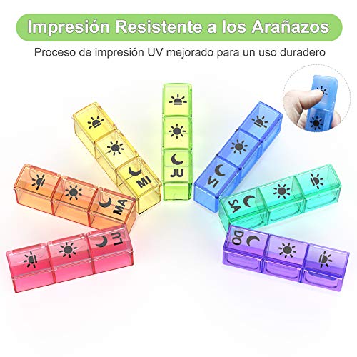 Pastillero Semanal Español 7 Dias, DOHIMGIO Grande Organizador Medicamentos 3 Tomas Diaria con 21 Compartimentos (Negro)