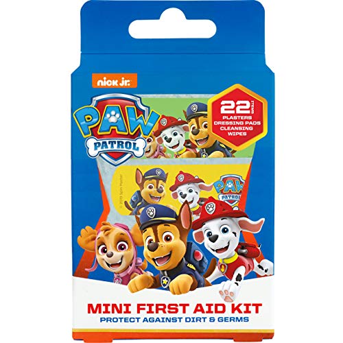 Paw Patrol Tiritas Para Niños | x22 | 6 Toallitas Limpiadoras de Heridas con Solución Salina | Sin látex | Hipoalergénico | Prueba de lavado | Certificado CE