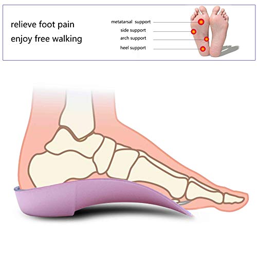 PCSsole 3/4 Plantillas de calzado ortopédico Soportes de arco alto Plantillas de zapatos para la fascitis plantar,Pie plano, Sobre-pronación,Alivio del dolor del talón (EU-(43-46))