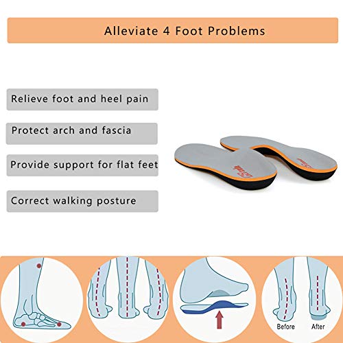 PCSsole Plantilla ortopédica, Fascitis Plantar con Soportes de Arco para el pie plano pronación para ayudar a reducir el dolor en el talón tendinitis de Aquiles (EU38-39(25cm))