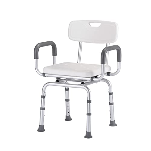 PEALOV Silla Discapacitados Giratoria para Ducha,Silla De Ducha Antideslizante con Rieles Y Respaldo para Ancianos Y Discapacitados,Asiento De Ducha Ajustable para Servicio Pesado,hasta 400 Libras