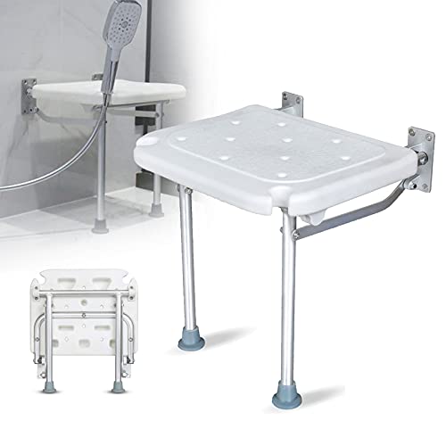 PEALOV Silla Ducha Plegable,Asiento Ducha Montado Pared Taburete Baño,Silla Antideslizante Plegable Cuarto Baño Taburete Ducha Hogar,Mayor/Embarazado/Discapacitado,carga Máxima De 200Kg,silla de ducha