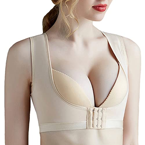 Pecho Brace Up Mujer Jorobada Ortesis Mama Respaldo Corrector de Postura Fajas Anti-cifosis Corrección Cinturón Sujetador Soporte Shaper Chaleco Tops (Piel, XL)