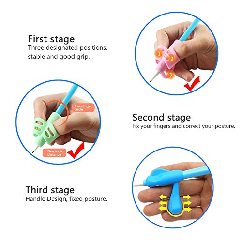 Pencil Grip, Dsaren 6 Piezas Agarres para Lápices Ergonómico Escritura Ayuda Agarre Postura Corrección Herramienta para Niños Adultos Necesidades Especiales