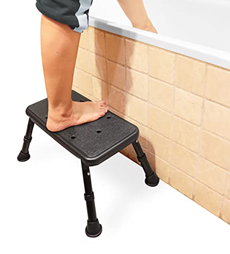 Pepe - Escalón Baño (25,5 cm Altura), Escalón Bañera Adultos, Escalón Peldaño Baño, Escalón Baño Antideslizante para Mayores, Banqueta Bañera Ancianos, Peldaño Acceso Bañera, Taburete Bañera, Negro.