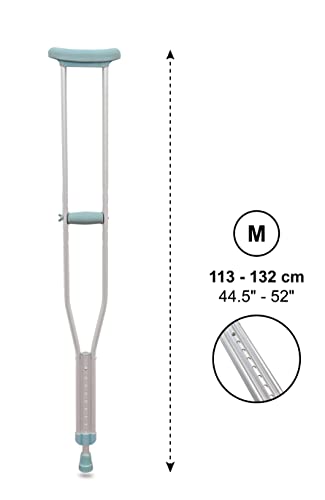 PEPE - Muletas Axilares (x2 uds, TALLA M), Muleta Adulto, Muletas Adulto Regulables Aluminio, Muletas Ortopédicas, Muletas Adulto Regulables en Altura, Muletas para Caminar, Color Gris.