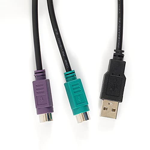 perixx PERIPRO-401 - Adaptador PS2 a USB - para teclado y ratón con interfaz PS2 - Compatible con puerto PS2 de conmutador KVM - IC USB incorporado