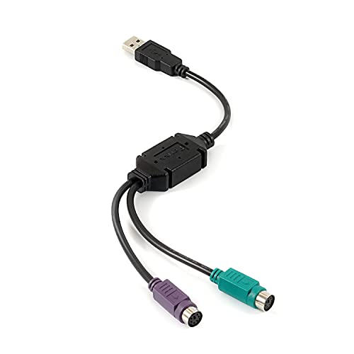 perixx PERIPRO-401 - Adaptador PS2 a USB - para teclado y ratón con interfaz PS2 - Compatible con puerto PS2 de conmutador KVM - IC USB incorporado