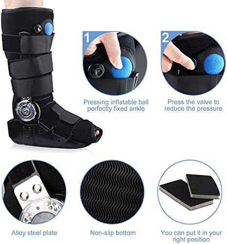 PHASFBJ Botas Ortopedicas, Air Fracture Walker Férula Nocturna para Fascitis Plantar Ligera y Suave Soporte Ferulas Plantillas Ortesis Soporte y Protección para Tobillo y Pie Rotos,L