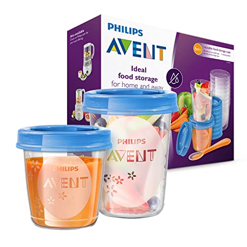 Philips Avent - Juego de recipientes para comida de bebé (20 recipientes + 1 cuchara + libro recetas)