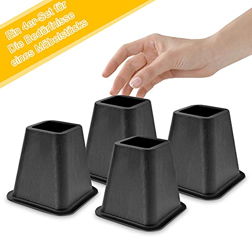 Pies para Muebles Patas de Elefante, 4 Patas Elevadoras Mesa Elevadores de Muebles Negros Muebles Elevadores de Cama Patas Elefante Cama Patas de Elefante para Cama para Silla Sofá o Cama, PP, 500 Kg