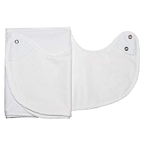 PimPam Factory - Pack de 3 Baberos en Rizo para Adultos y Personas Mayores con Cierre de Corchetes, Fabricado en España 50x85cm | 100% Algodón | Lavable y Reutilizable | Babero Grande