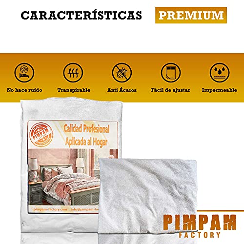 PimPam Factory - Protector de Colchón Impermeable de Algodón | Fabricado en España | 135x190/200cm | Funda Cubrecolchón Antiescaras | Transpirable y Antiácaros | Incontinencia Urinaria | Salva Camas |