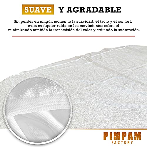 PimPam Factory - Protector de Colchón Impermeable de Algodón | Fabricado en España | 135x190/200cm | Funda Cubrecolchón Antiescaras | Transpirable y Antiácaros | Incontinencia Urinaria | Salva Camas |