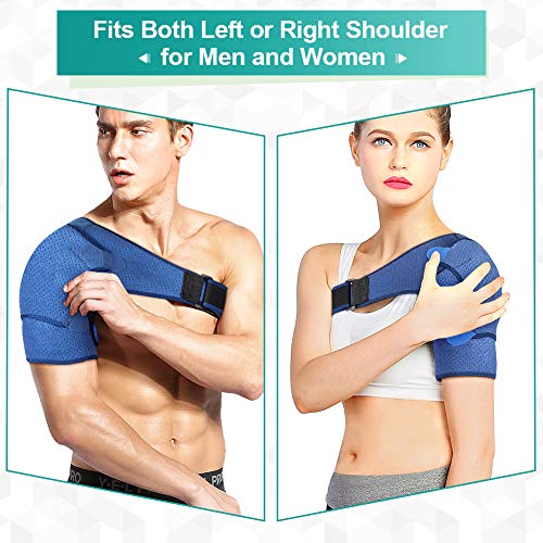 PINCOU Protector Hombro para Mujeres y Hombres, Hombro Apoyo de Neopreno Envoltura Soporte del Manguito Rotador para la Articulación de Dislocada, Tendinitis, Hombro Apoyo con Almohadilla Azul Oscuro