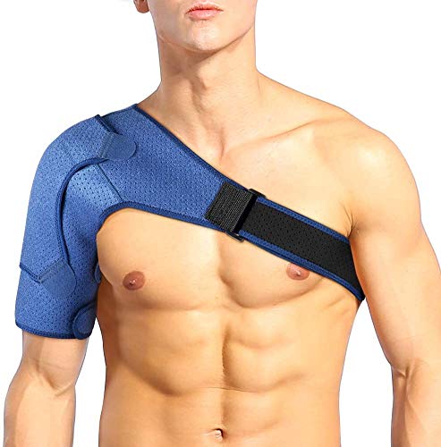 PINCOU Protector Hombro para Mujeres y Hombres, Hombro Apoyo de Neopreno Envoltura Soporte del Manguito Rotador para la Articulación de Dislocada, Tendinitis, Hombro Apoyo con Almohadilla Azul Oscuro