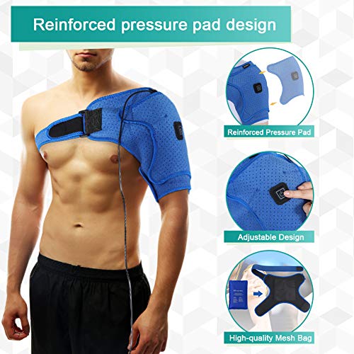 PINCOU Vendaje de hombro ajustable de neopreno, almohadilla de terapia de calor, cojín calefactor USB ajustable, hombros doblados, las roturas de los hombros, se adapta a hombres y mujeres