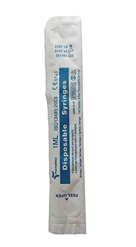 PintoMed Jeringa Desechable Esteril 3 Partes - 20 x 1 ml - Luer Slip- Paquete de 20 unidades