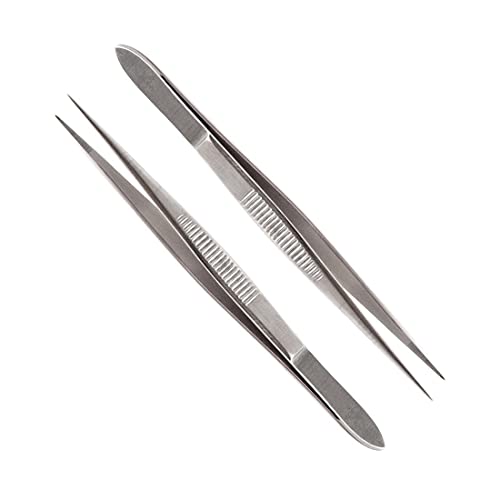 Pinzas Quirurgicas Enfermeria de Punta Fina Rectas 12 cm de Acero Inoxidable. Pack de 2