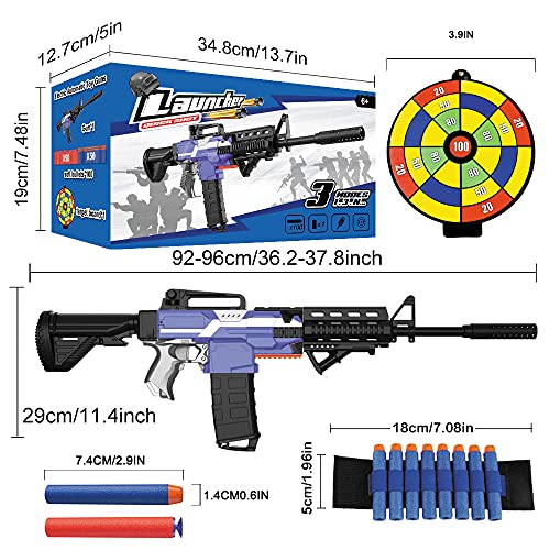 Pistola Juguete Eléctrica con Clip de 12 Dardos, M416 Blaster Automático Grande para Nerf Flechas con 100 Espuma Balas, 3 Modos de Disparo, USB Recargable, Regalo Juego al Aire Libre para Niño Adulto