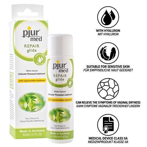 pjur med REPAIR glide - Lubricante sanitario acuoso - El hialurón regenera la piel seca y estresada (100ml)