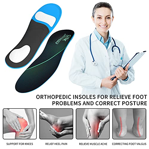 Plantillas Fascitis Plantar QBK Plantillas Metatarsalgia con Soporte de Arco Alto Plantillas Gel Mujer y Hombre Adecuado para Caminar Alzas de Pie Todo el Día, Pronador y Espolon Calcaneo,M