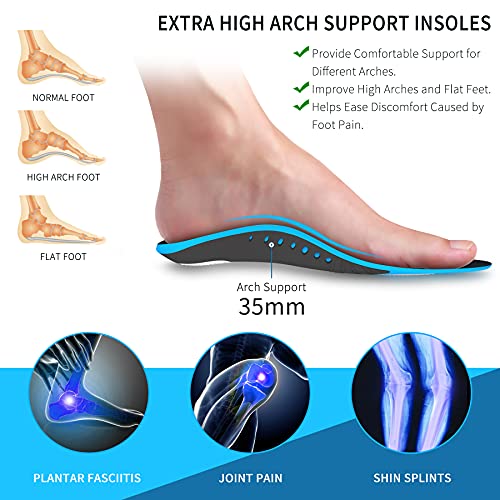 Plantillas Fascitis Plantar QBK Plantillas Metatarsalgia con Soporte de Arco Alto Plantillas Gel Mujer y Hombre Adecuado para Caminar Alzas de Pie Todo el Día, Pronador y Espolon Calcaneo,M