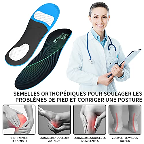 Plantillas Ortopedicas para Fascitis Plantar QBK Plantillas Hombre y Mujer con Soporte de Arco Alto Plantilla Gel Adecuado para Caminar de Pie Todo el Día Metatarsalgia y Espolon Calcaneo,L