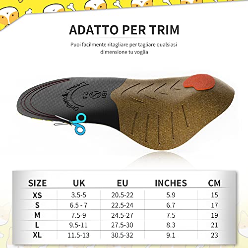 Plantillas Ortopédicas Para Niños,Supinserts Niños Plantillas Zapatos de Gel Amortiguadoras,Insertos con soporte de arco amortiguación de choque para pies planos,para,correr, caminar,XL