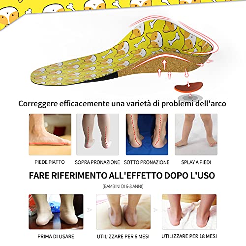 Plantillas Ortopédicas Para Niños,Supinserts Niños Plantillas Zapatos de Gel Amortiguadoras,Insertos con soporte de arco amortiguación de choque para pies planos,para,correr, caminar,XL