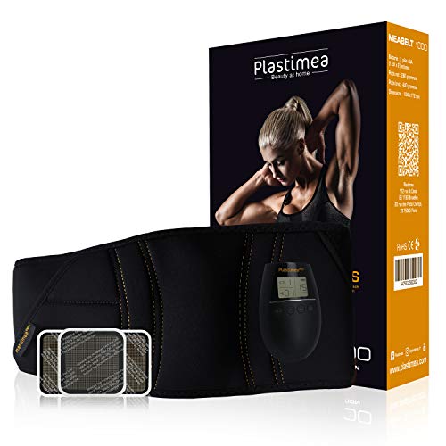 Plastimea Electroestimulador Abdominal Muscular Gluteos Masajeador Eléctrico Meabelt 1000 Cinturón para Hombre y Mujer Cinturón Abdominal EMS Abs Trainer